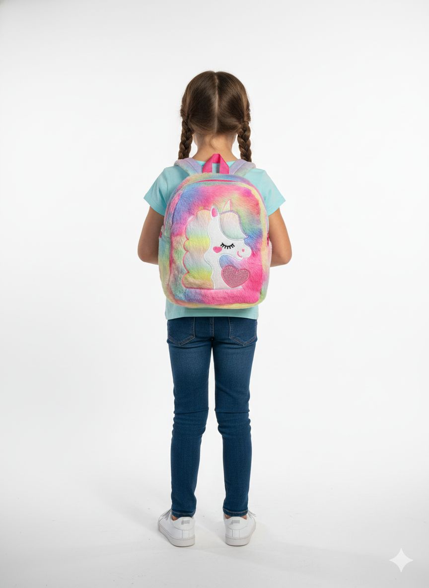 Magical Plush Unicorn Backpack with Rainbow Mane & Pastel Fur