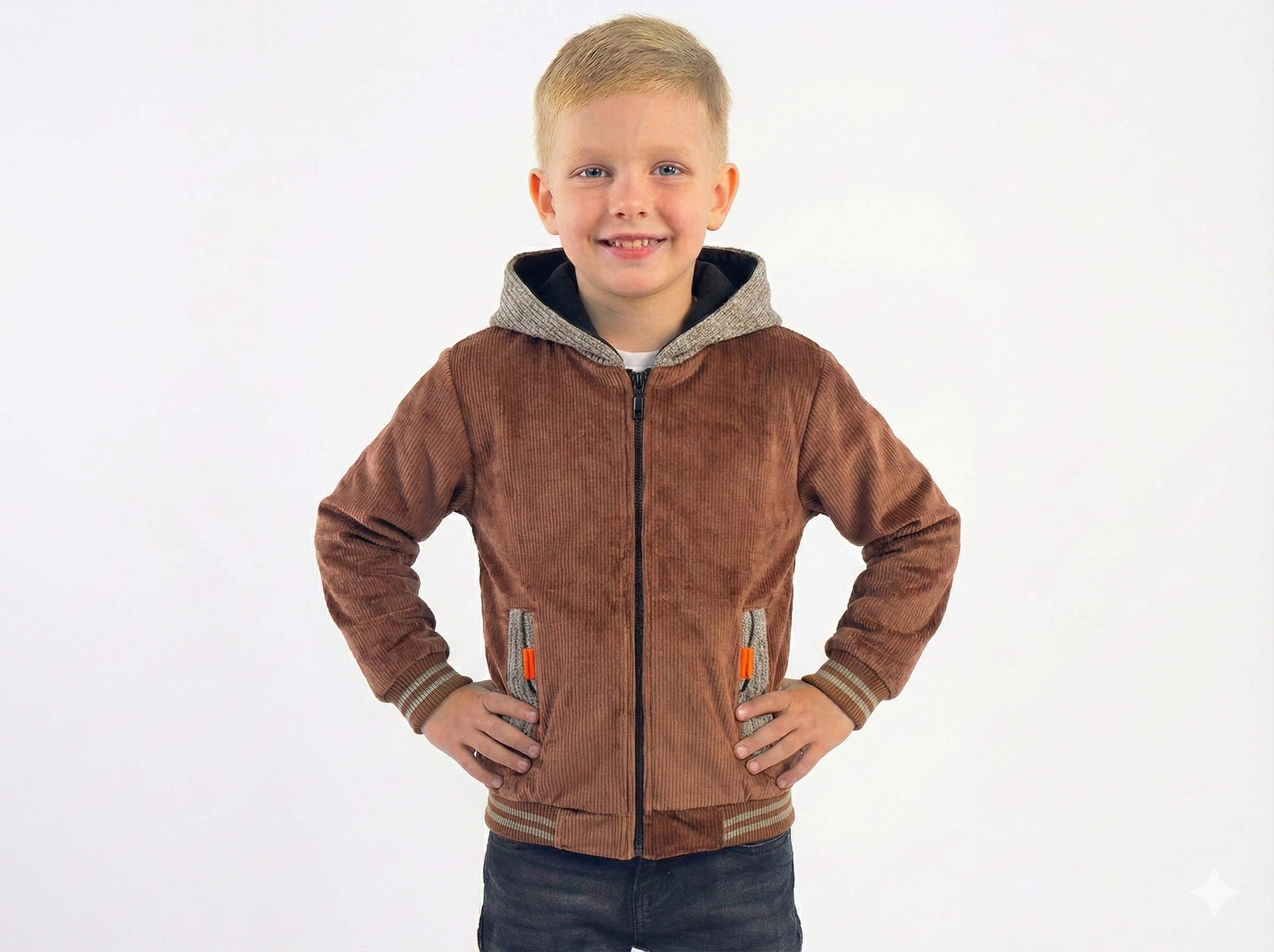 Boys' Quilted Full-Zip Jacket with Contrasting Hood