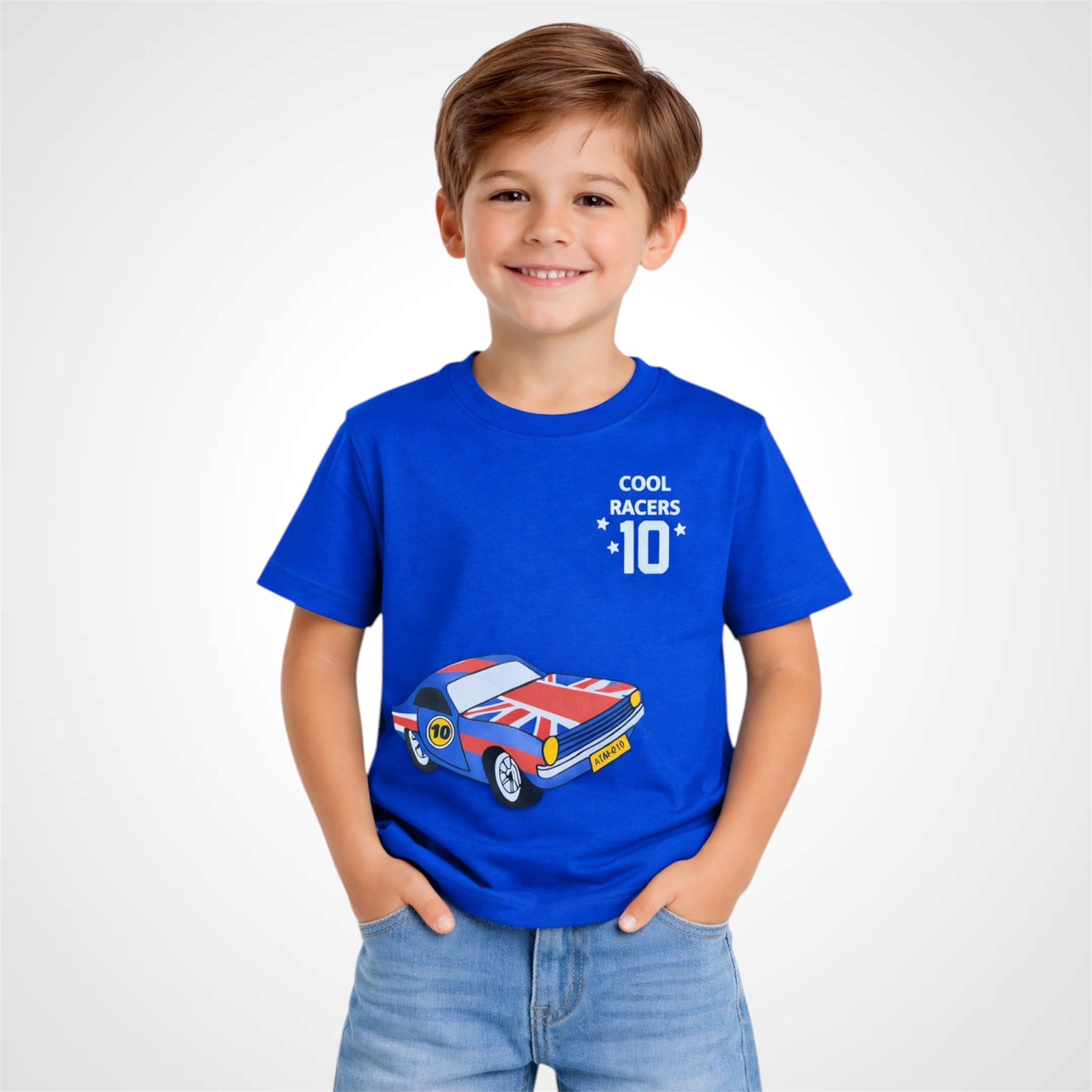 Boys Crew Neck Cotton T-Shirt | Racers Sports Car Graphic
