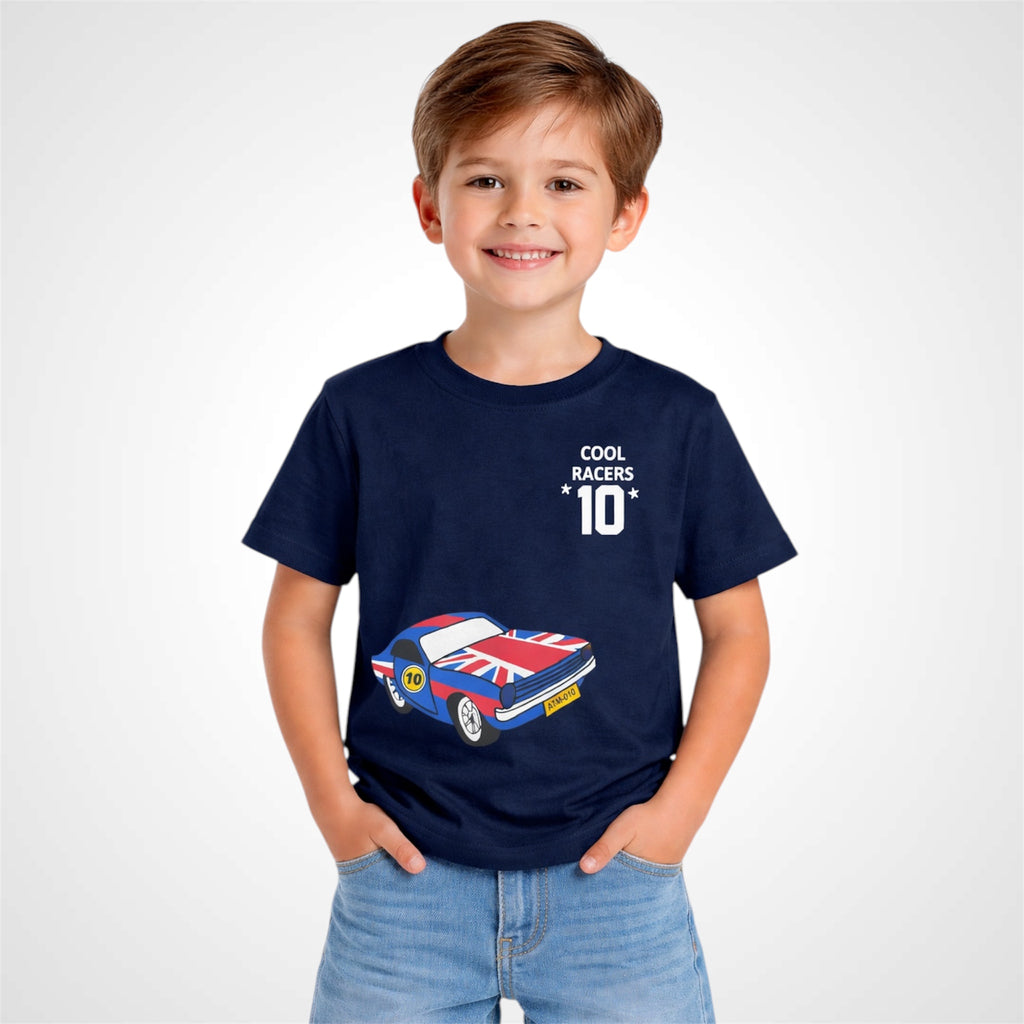 Boys Crew Neck Cotton T-Shirt | Racers Sports Car Graphic