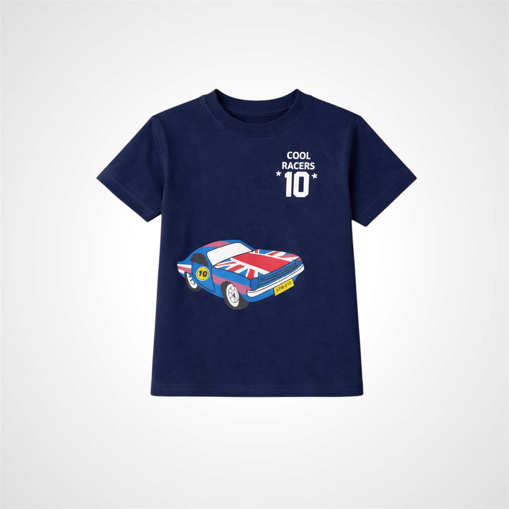Boys Crew Neck Cotton T-Shirt | Racers Sports Car Graphic