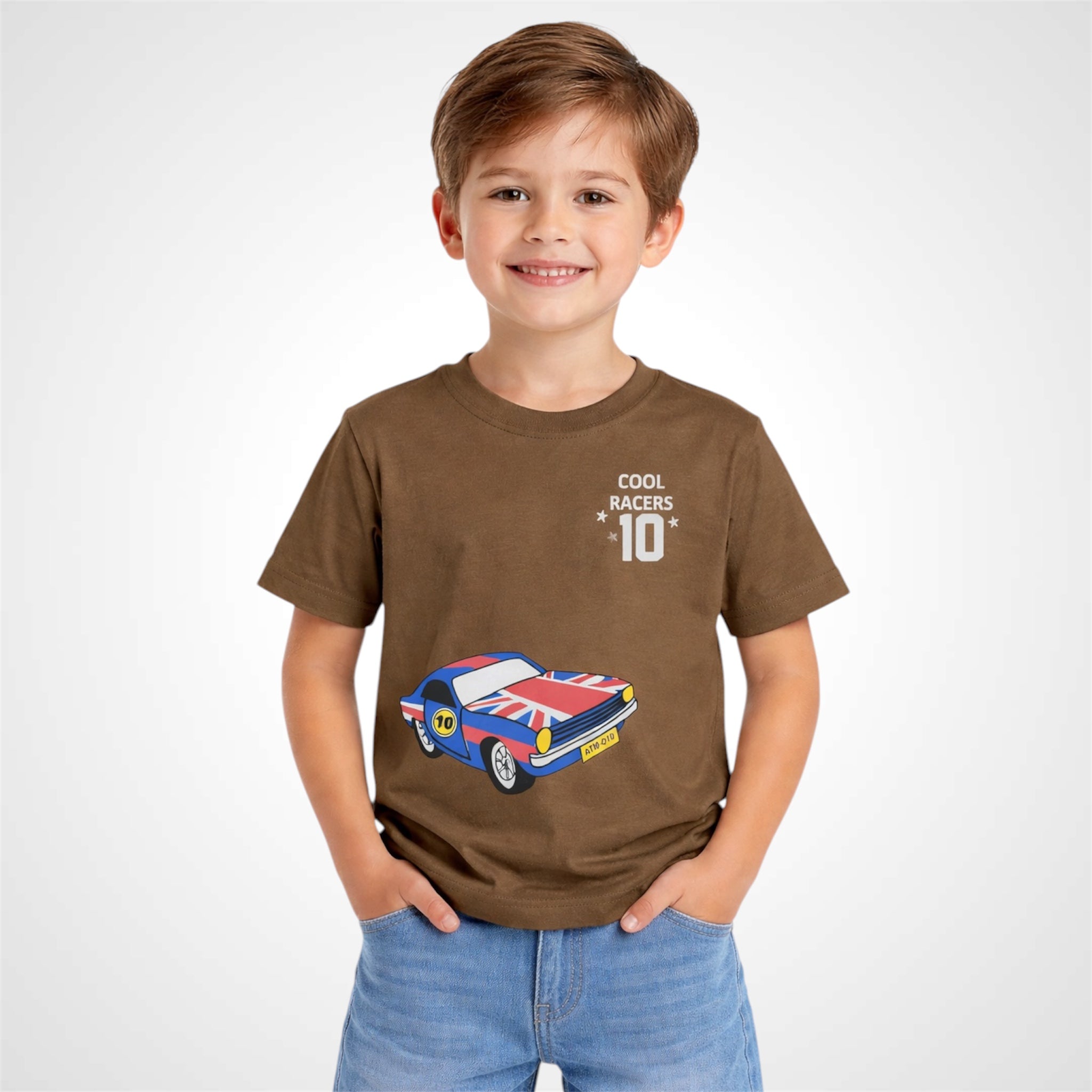 Boys Crew Neck Cotton T-Shirt | Racers Sports Car Graphic