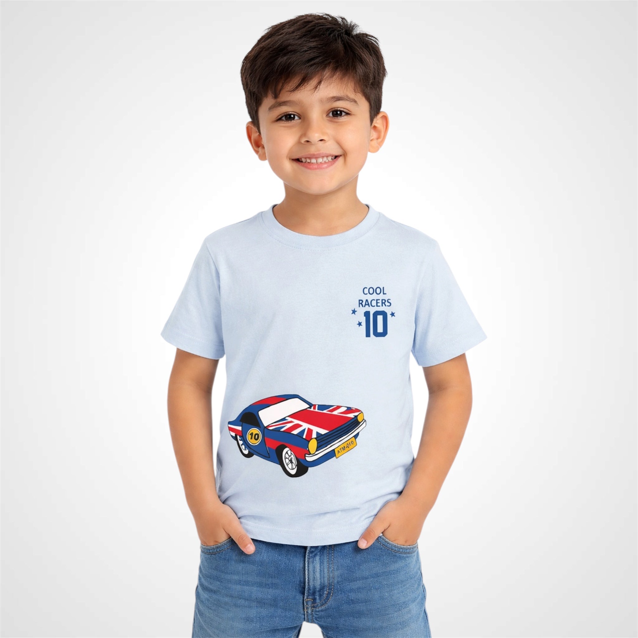 Boys Crew Neck Cotton T-Shirt | Racers Sports Car Graphic