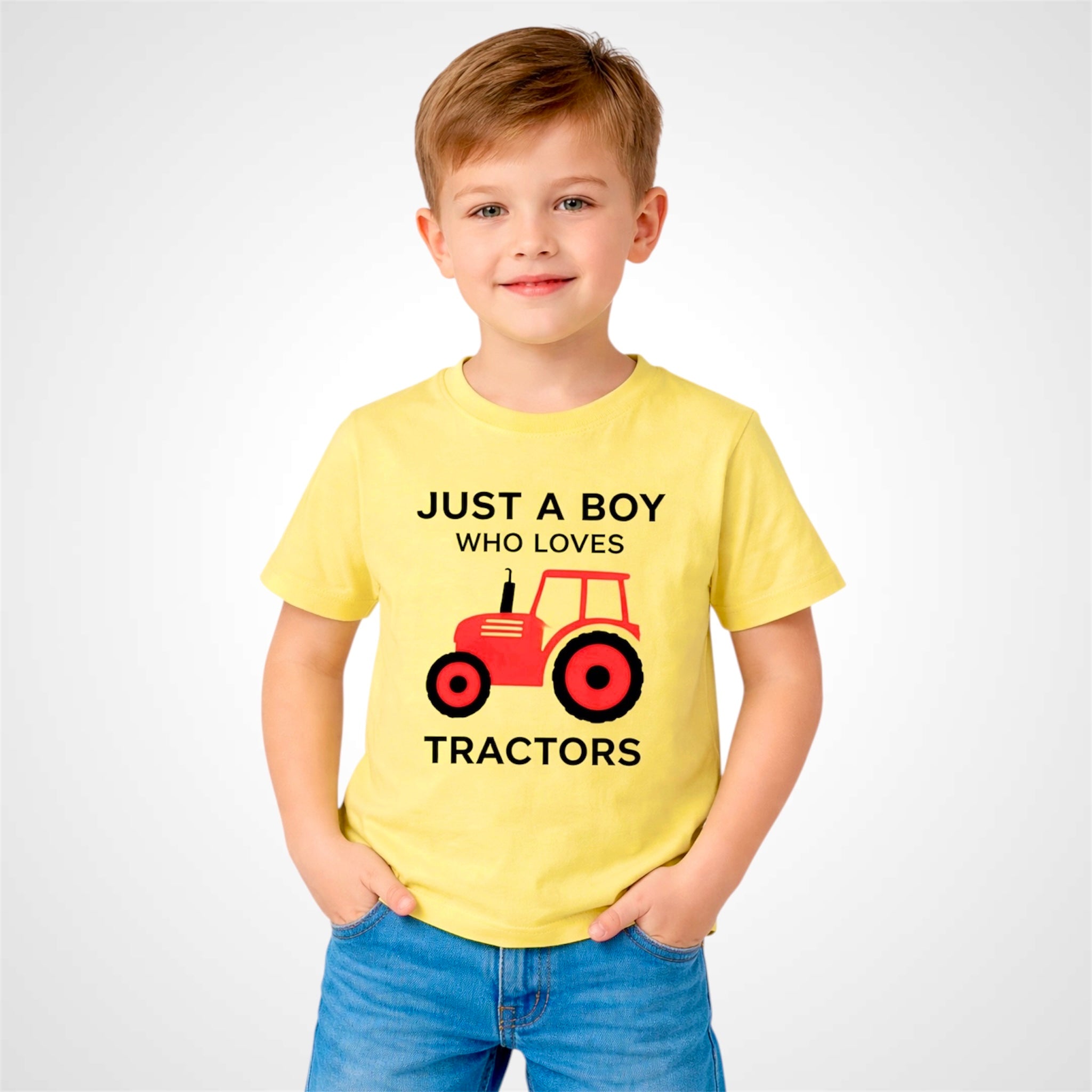 Boys Crew Neck Cotton T-Shirt Tractor Graphic