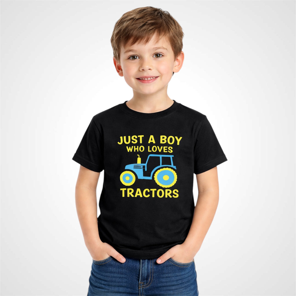 Boys Crew Neck Cotton T-Shirt Tractor Graphic