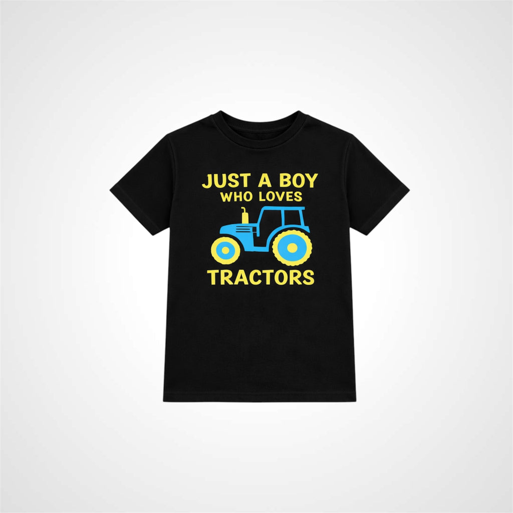 Boys Crew Neck Cotton T-Shirt Tractor Graphic