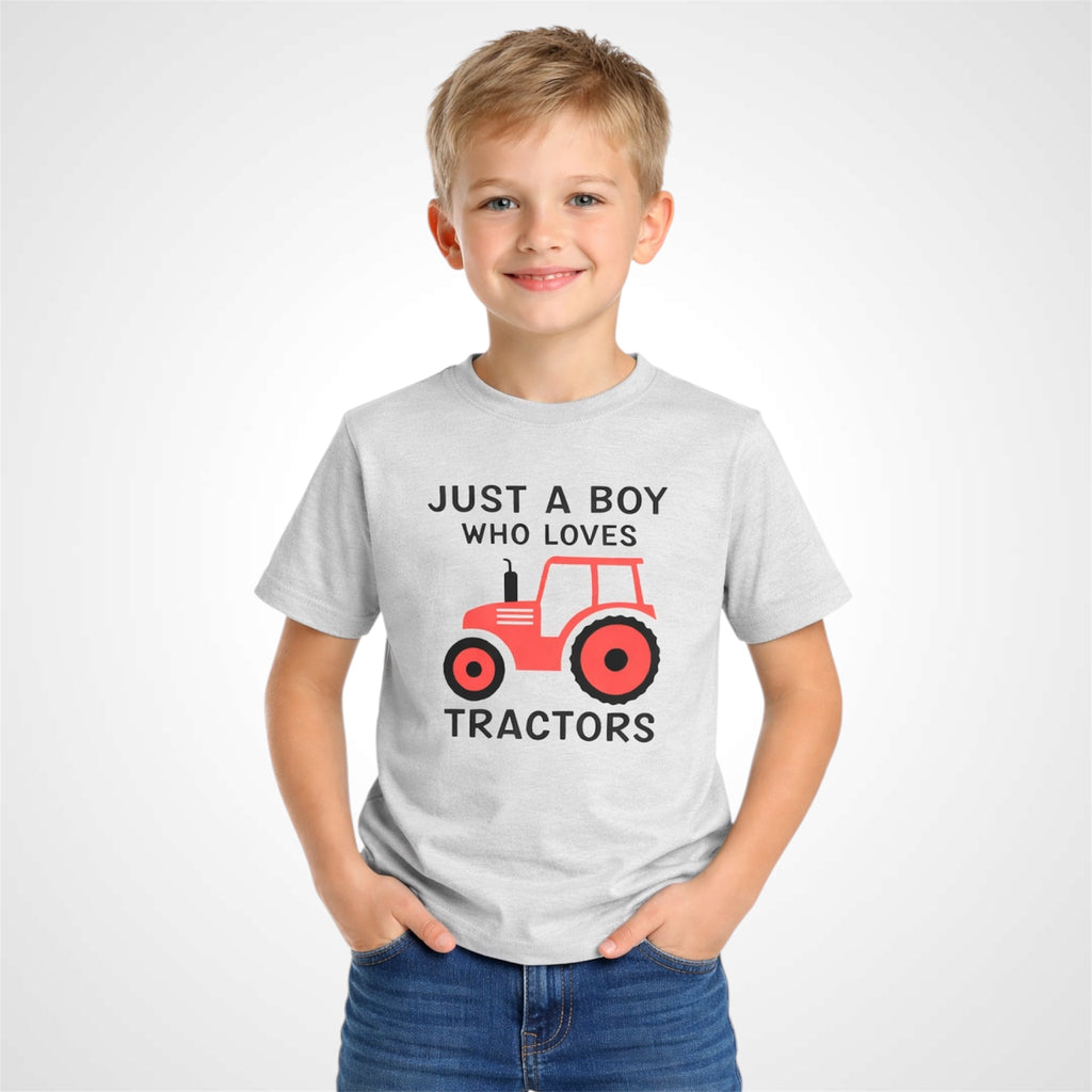 Boys Crew Neck Cotton T-Shirt Tractor Graphic