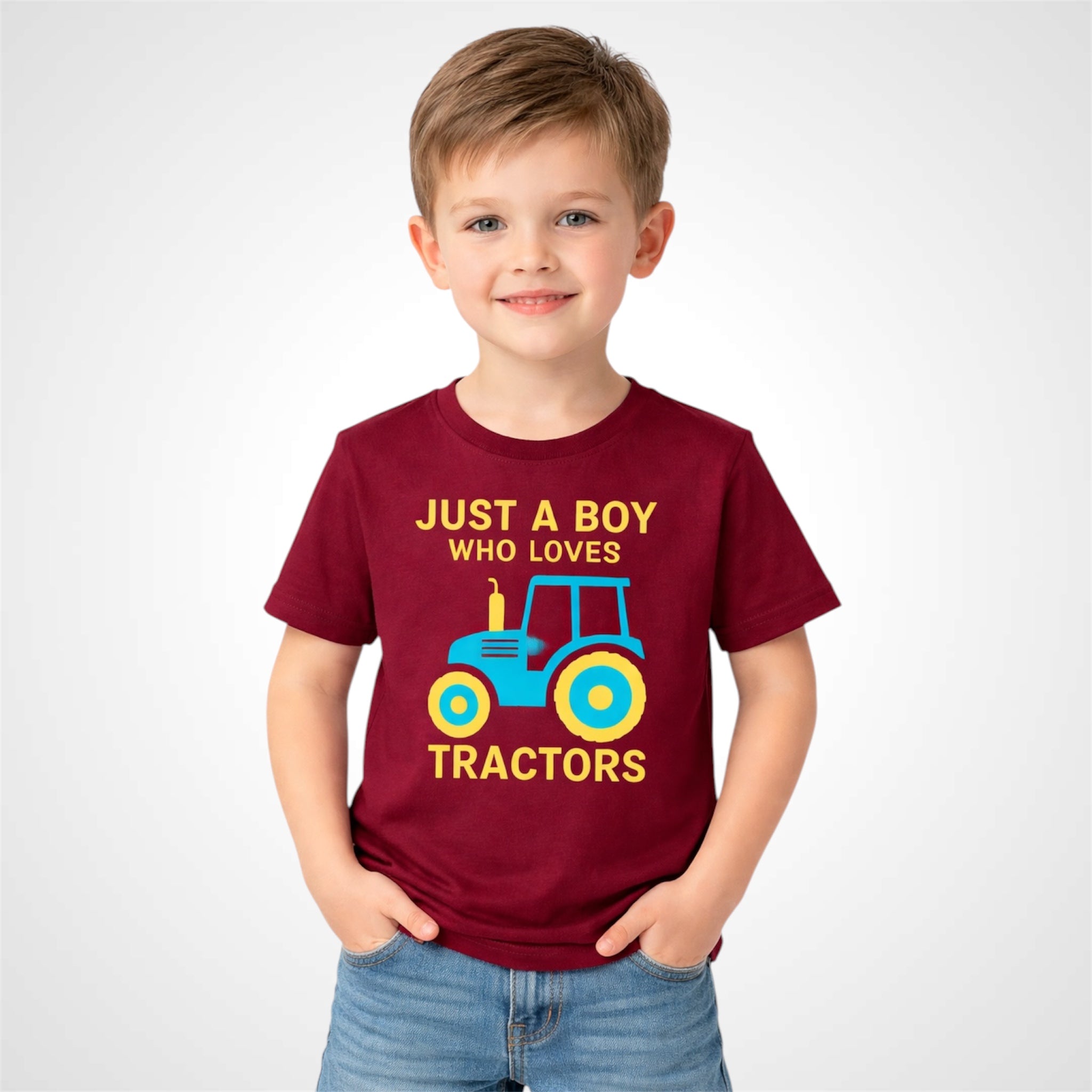 Boys Crew Neck Cotton T-Shirt Tractor Graphic