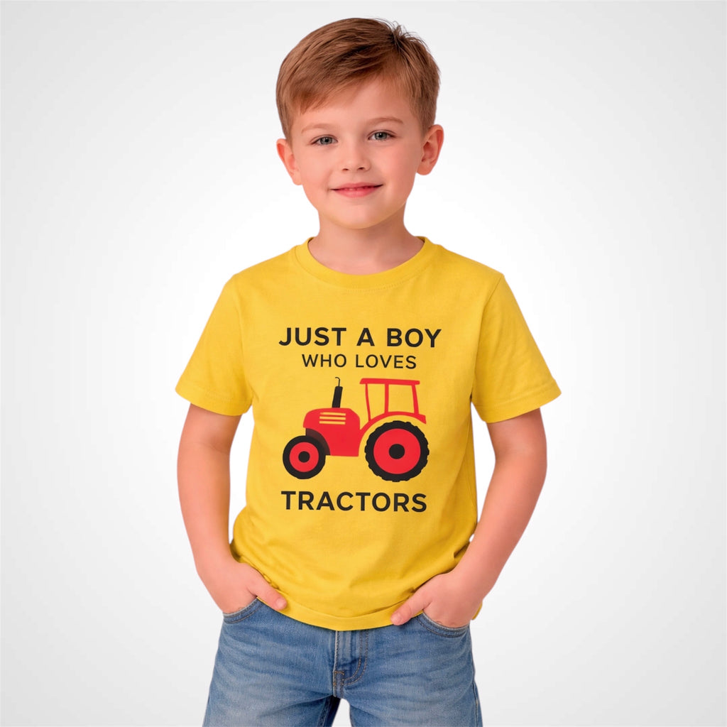 Boys Crew Neck Cotton T-Shirt Tractor Graphic