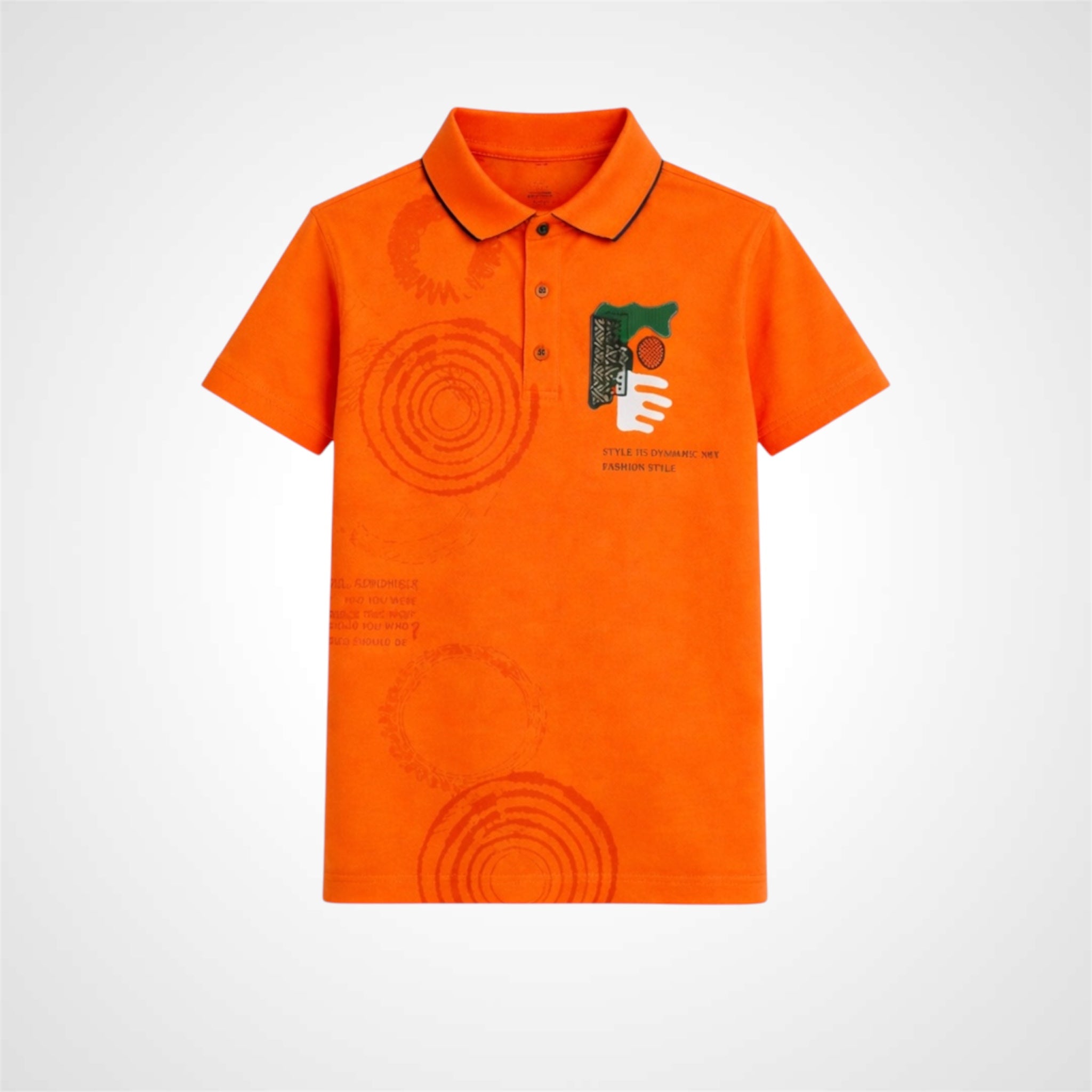 Boys Graphic Print Polo Shirt - Premium Cotton Casual Wear for Kids