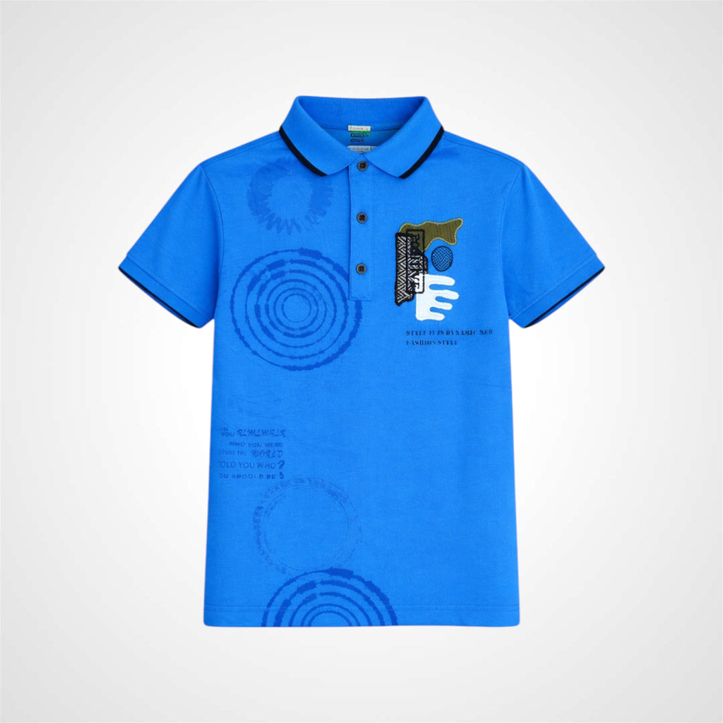 Boys Graphic Print Polo Shirt - Premium Cotton Casual Wear for Kids