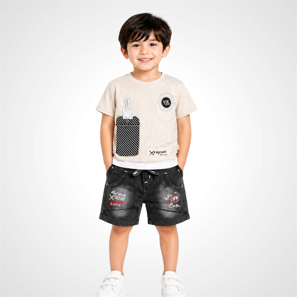 Boys-casual-graphic-tshirt-and-denim-shorts-outfit-set