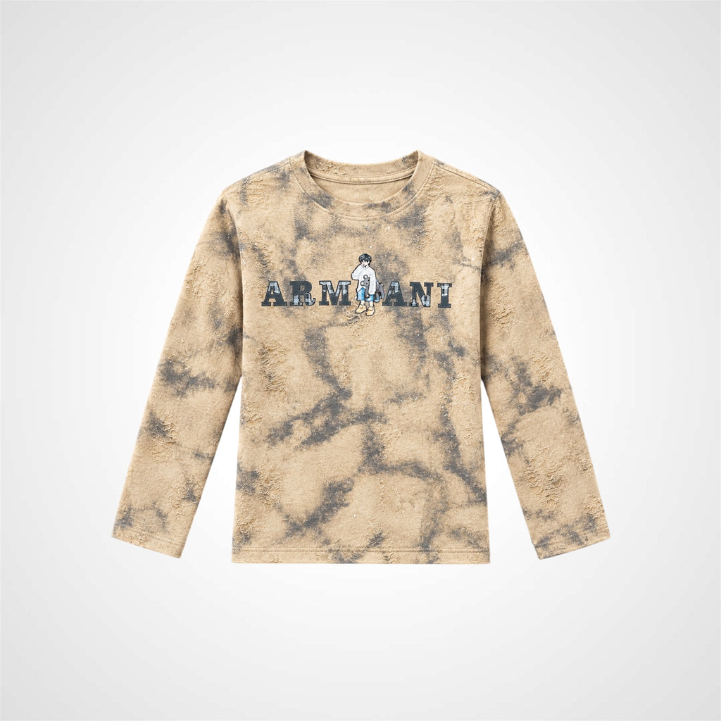 Boys Tie-Dye Textured Crew Neck T-Shirt