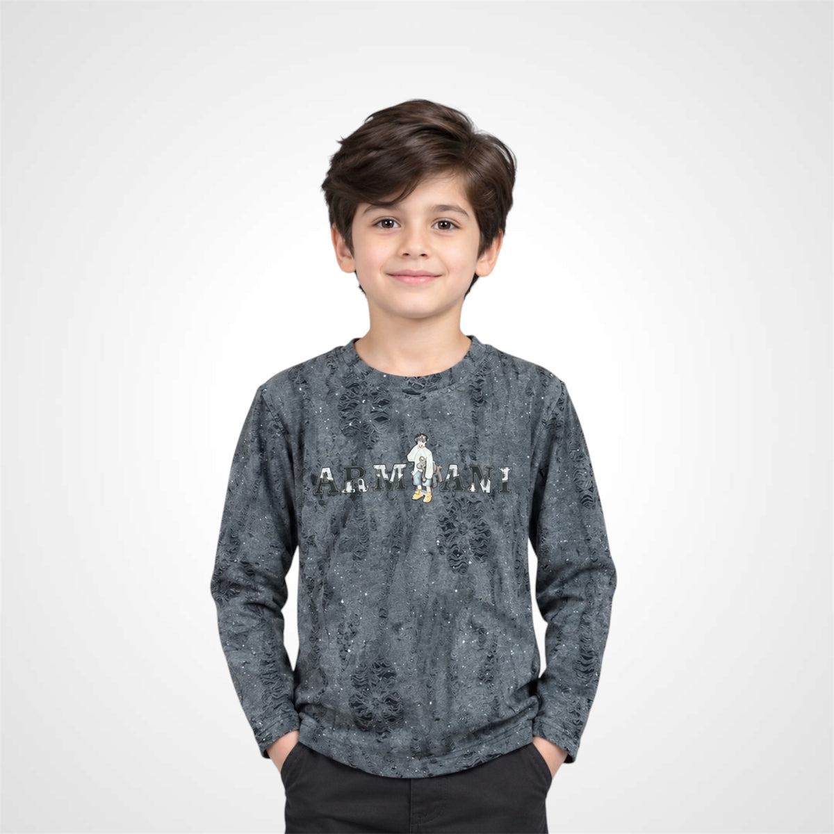 Boys Tie-Dye Textured Crew Neck T-Shirt