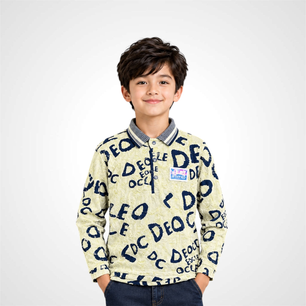Boys Tie-Dye Textured Polo Shirt  Kids Casual Wear