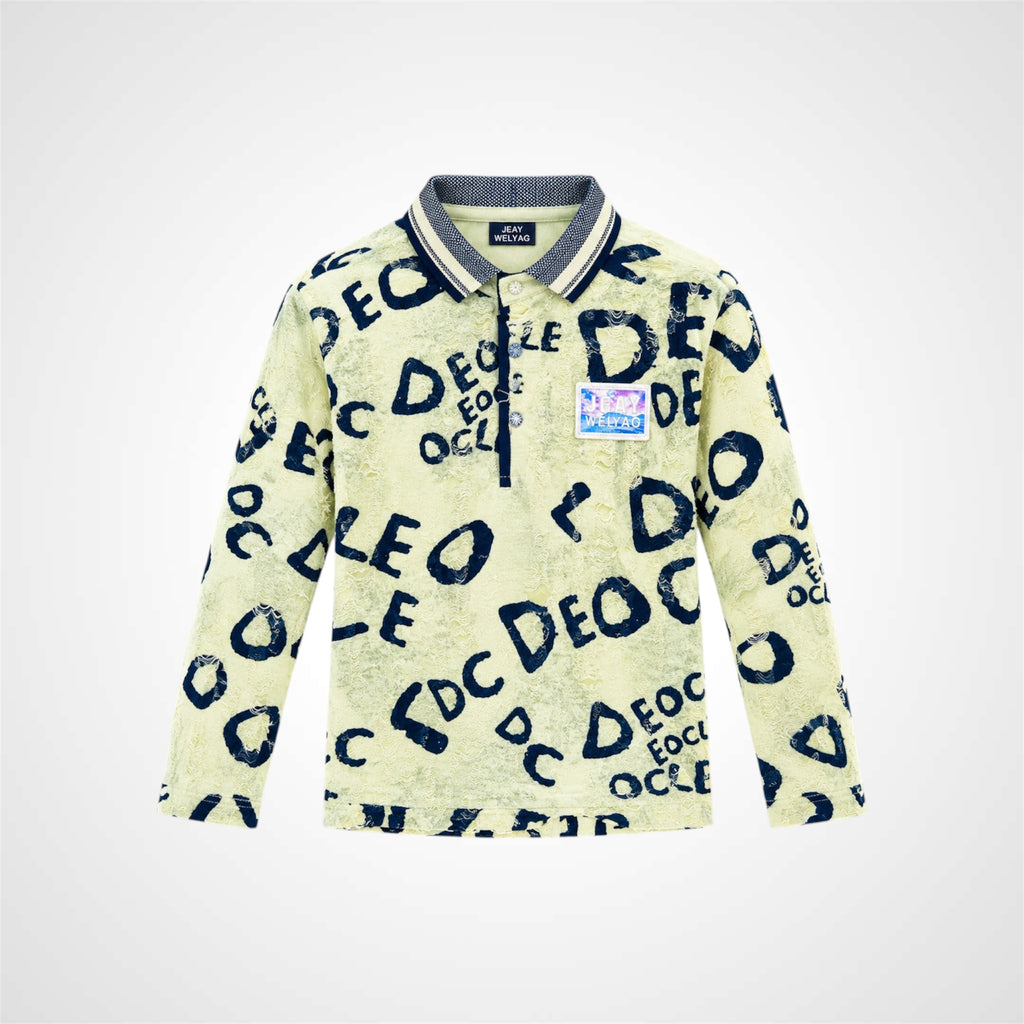 Boys Tie-Dye Textured Polo Shirt  Kids Casual Wear