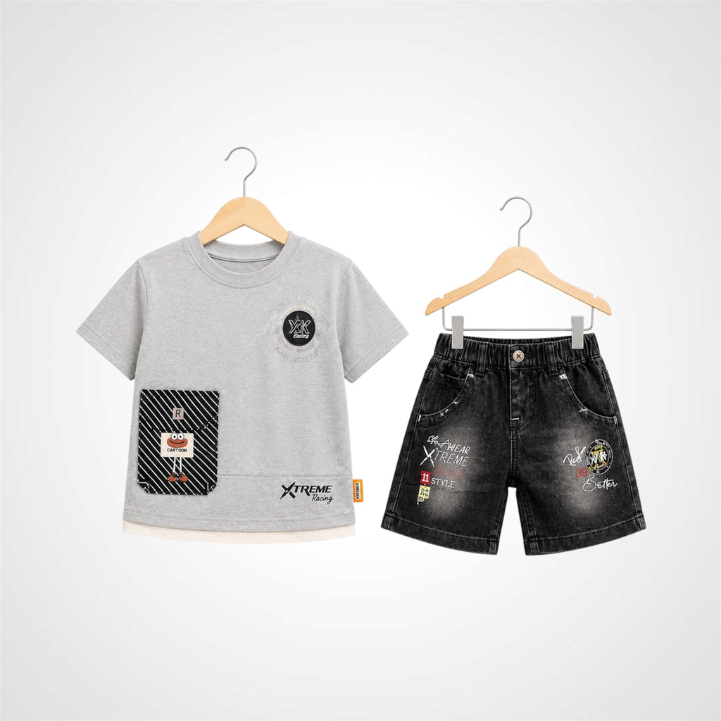 Boys-casual-graphic-tshirt-and-denim-shorts-outfit