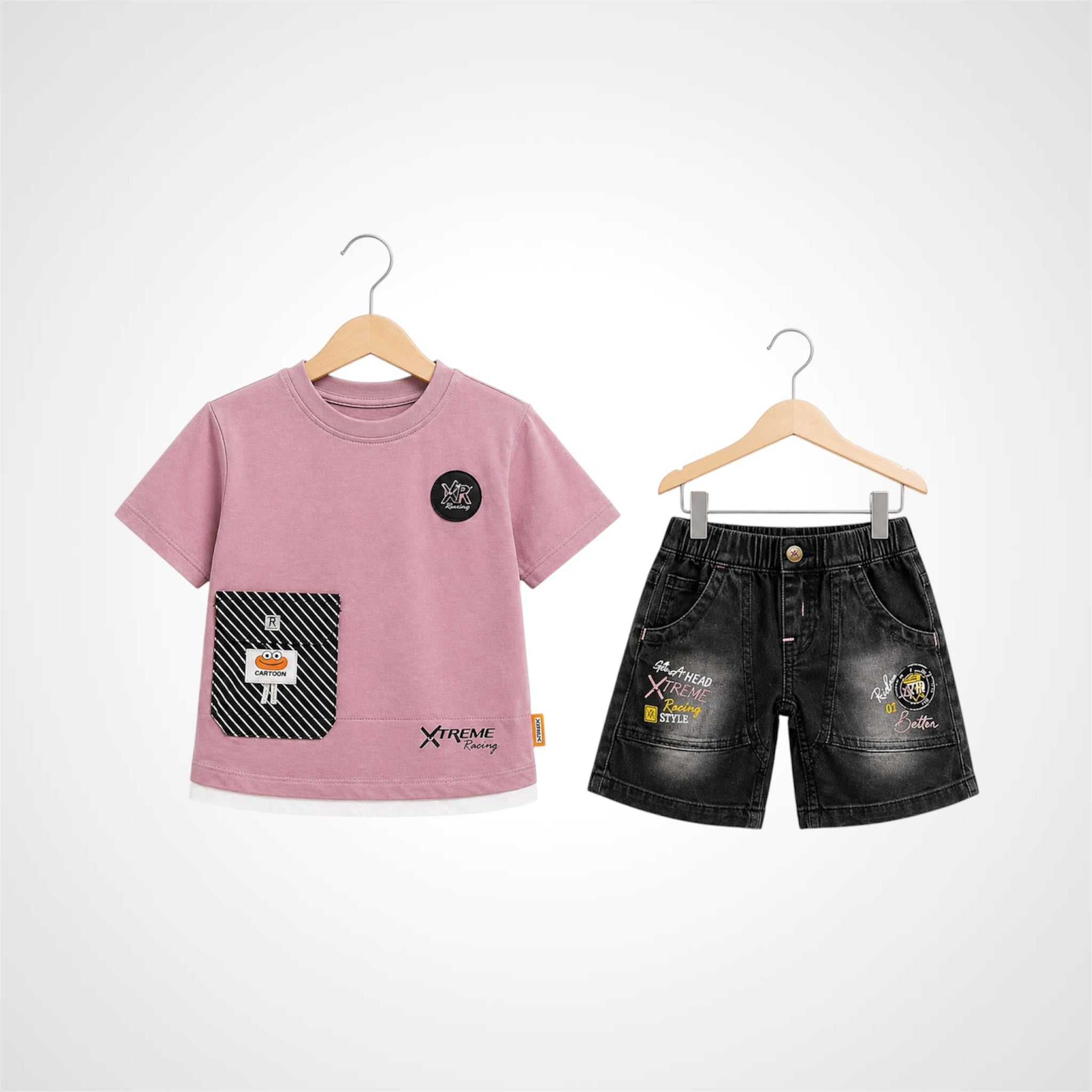 Boys-casual-graphic-tshirt-and-denim-shorts-outfit