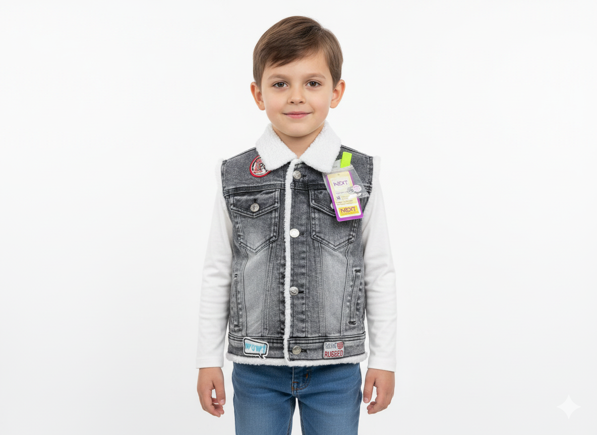 Kids' Sleeveless Winter Gilet with Faux Fur Collar jacket