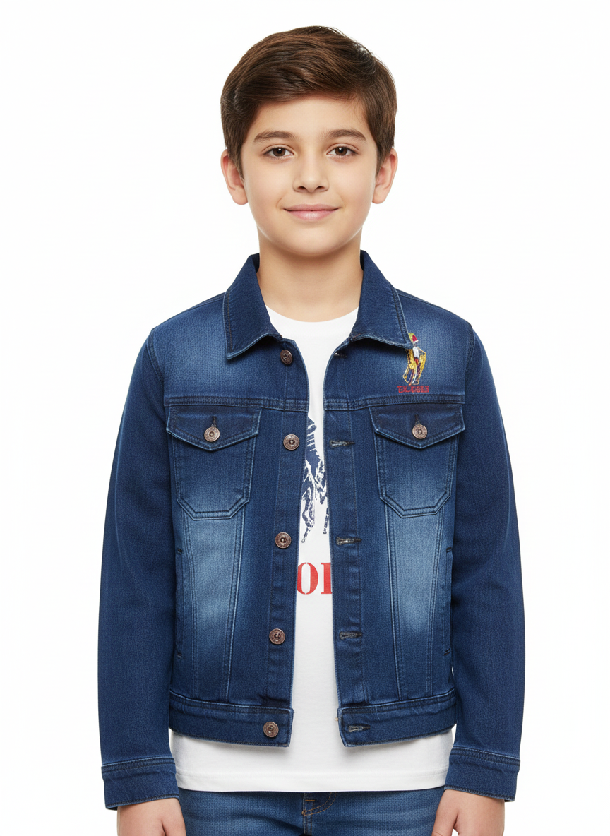 Boys' Premium Light Wash Denim Shirt – Classic Fit Jean shirtfor Kids