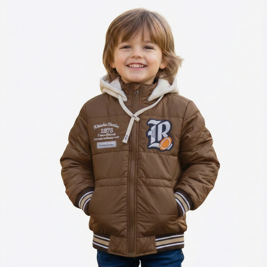 Kids' Quilted Bomber Jacket with Hood