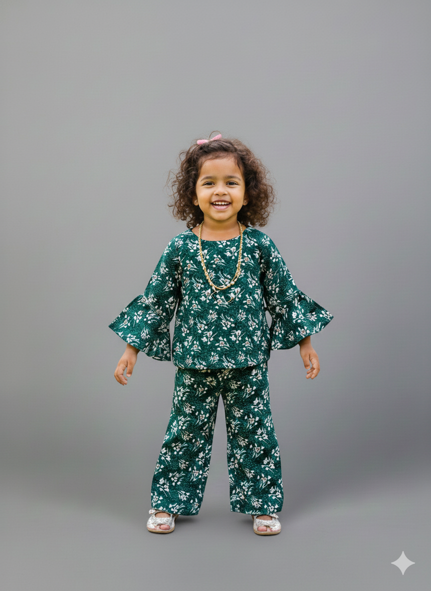 Floral Print Top and Palazzos Set