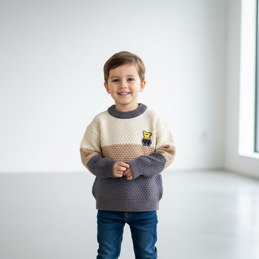 Cozy Nordic-Knit Quarter-Zip Sweater for Toddlers