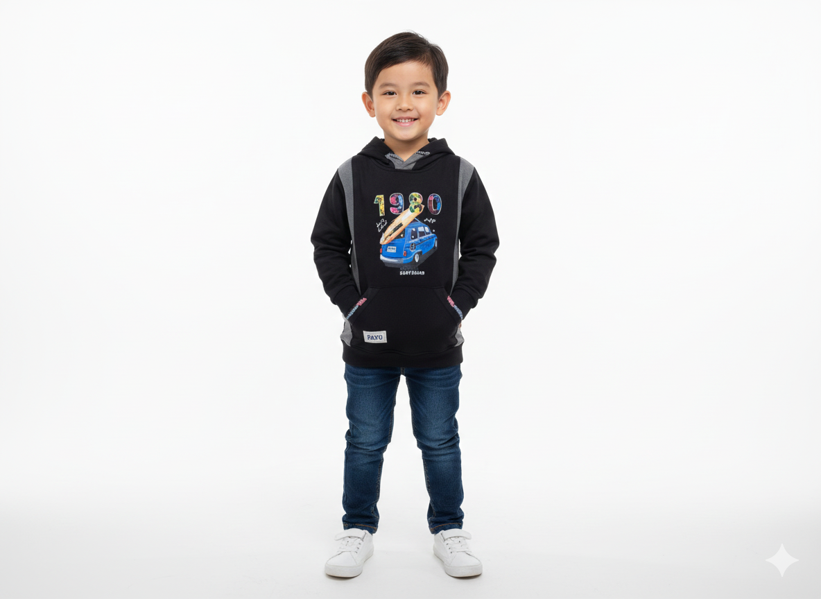 Kids' '1980' Surf Van Graphic Pullover Hoodie
