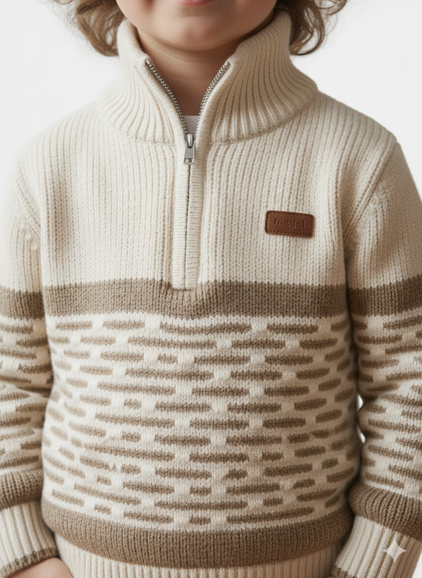 Cozy Nordic-Knit Quarter-Zip Sweater for Toddlers