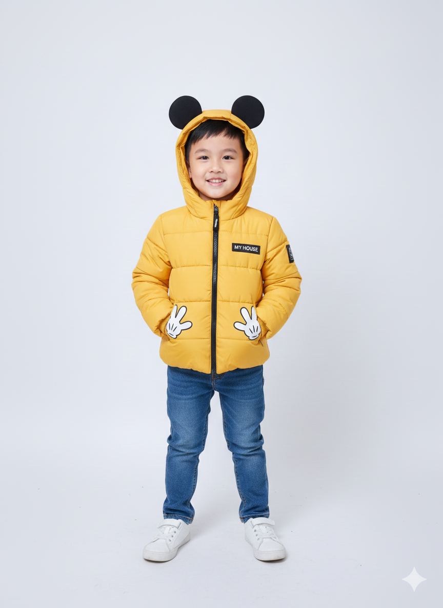 Fun Yellow Padded Winter jacket  for Toddlers/Young Boys