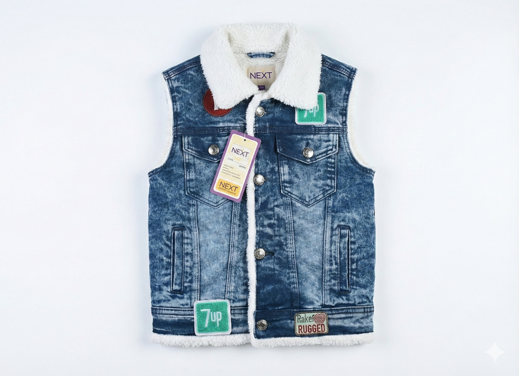 Kids' Sleeveless Winter Gilet with Faux Fur Collar jacket