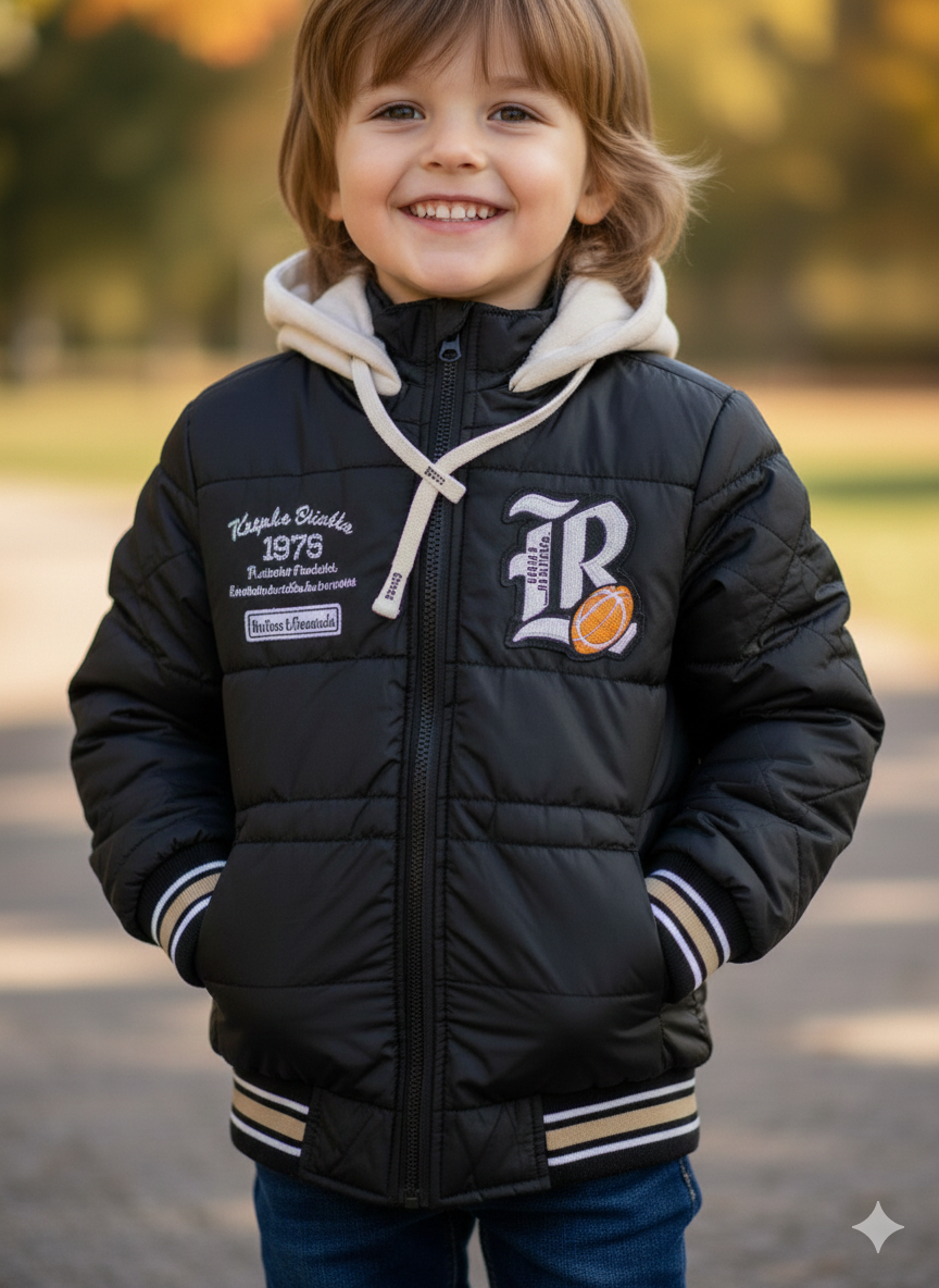 Kids' Quilted Bomber Jacket with Hood