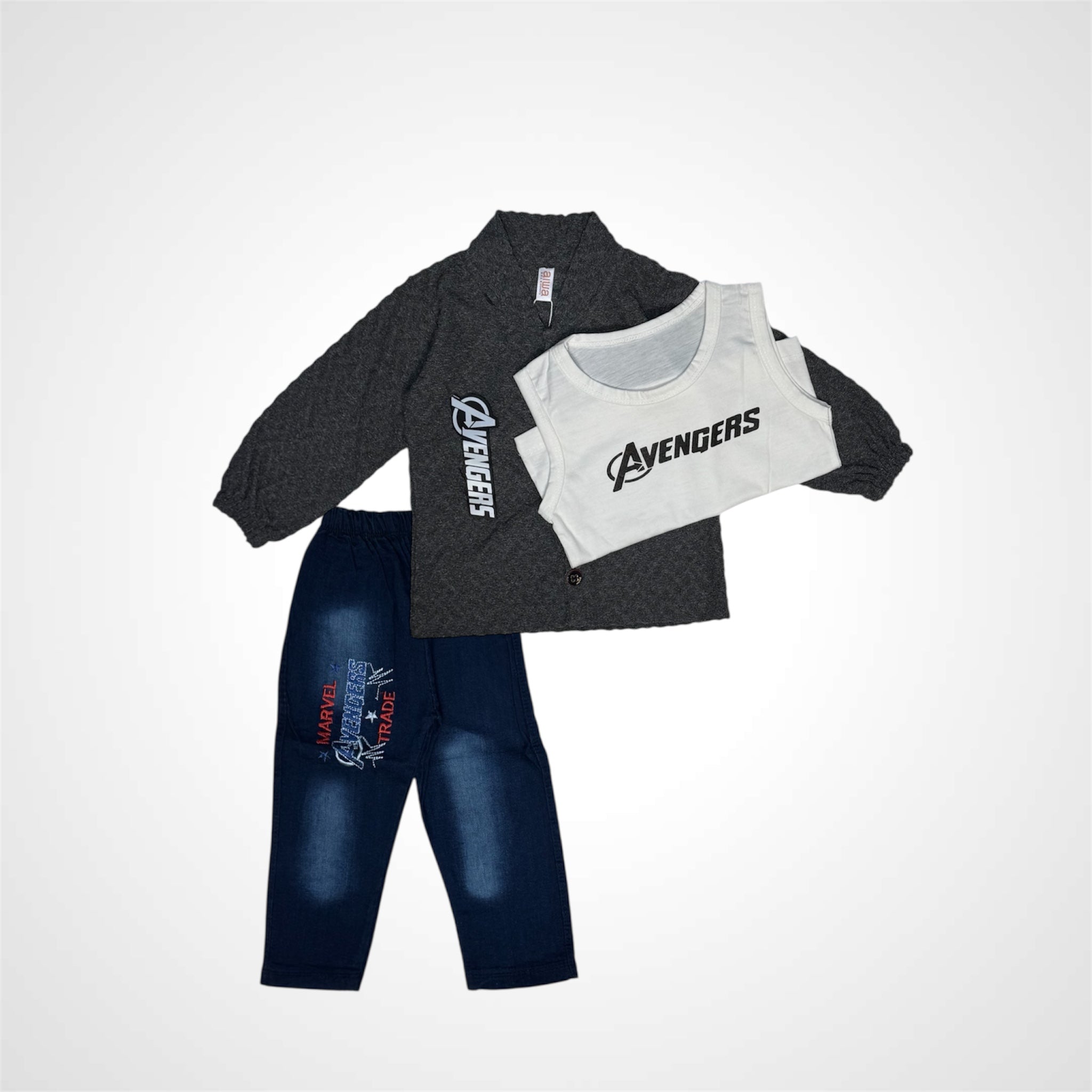 Boys' 3-Piece Marvel Avengers Set | Superhero Jacket, T-shirt & Jeans Outfit