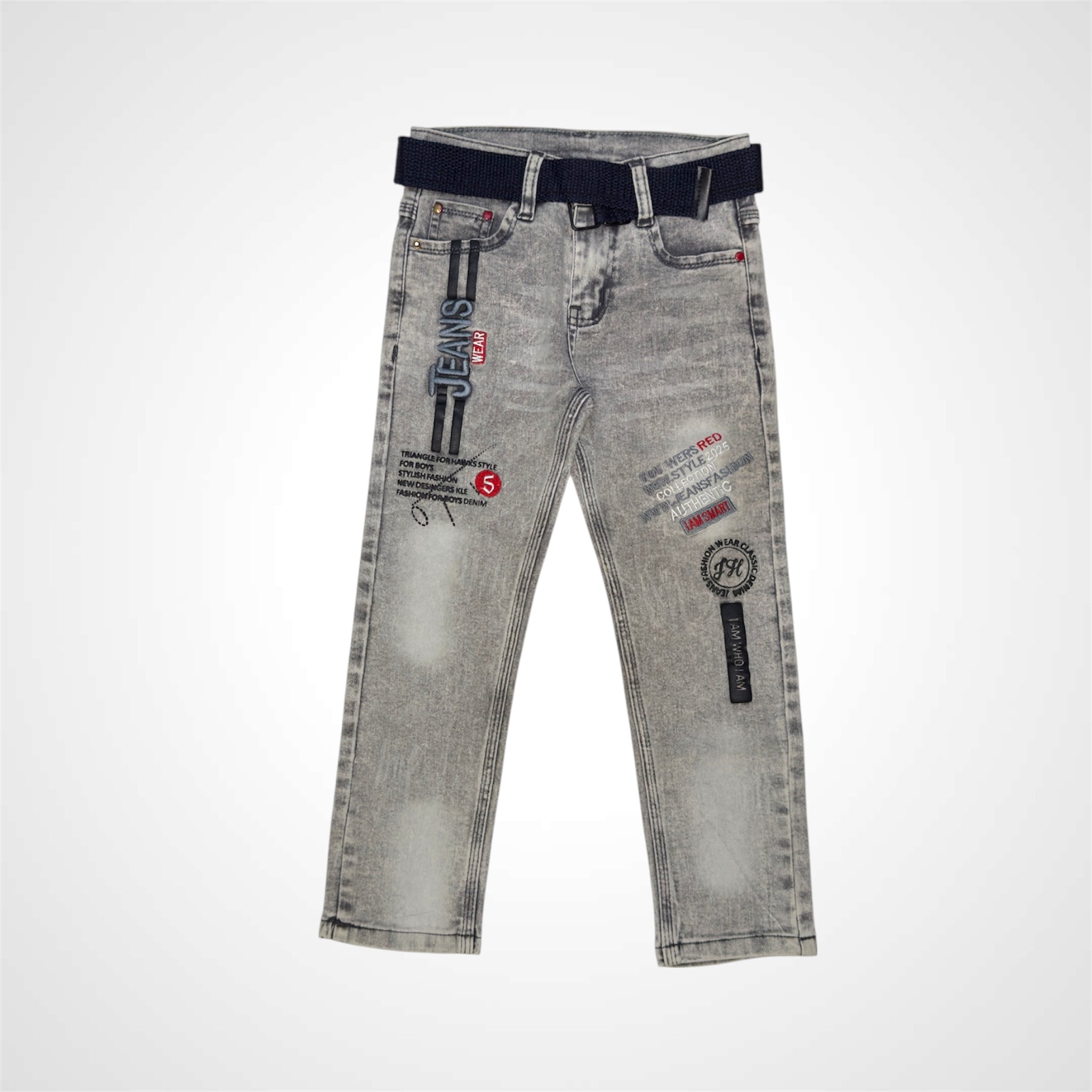 Boys' Stylish Distressed Denim Jeans with Embroidered Details