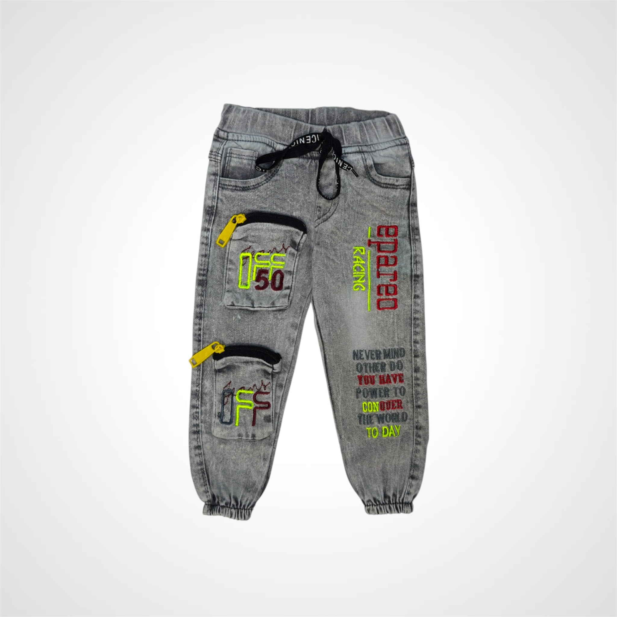 Kids' Casual Trousers with Elastic Waist and Unique Patches
