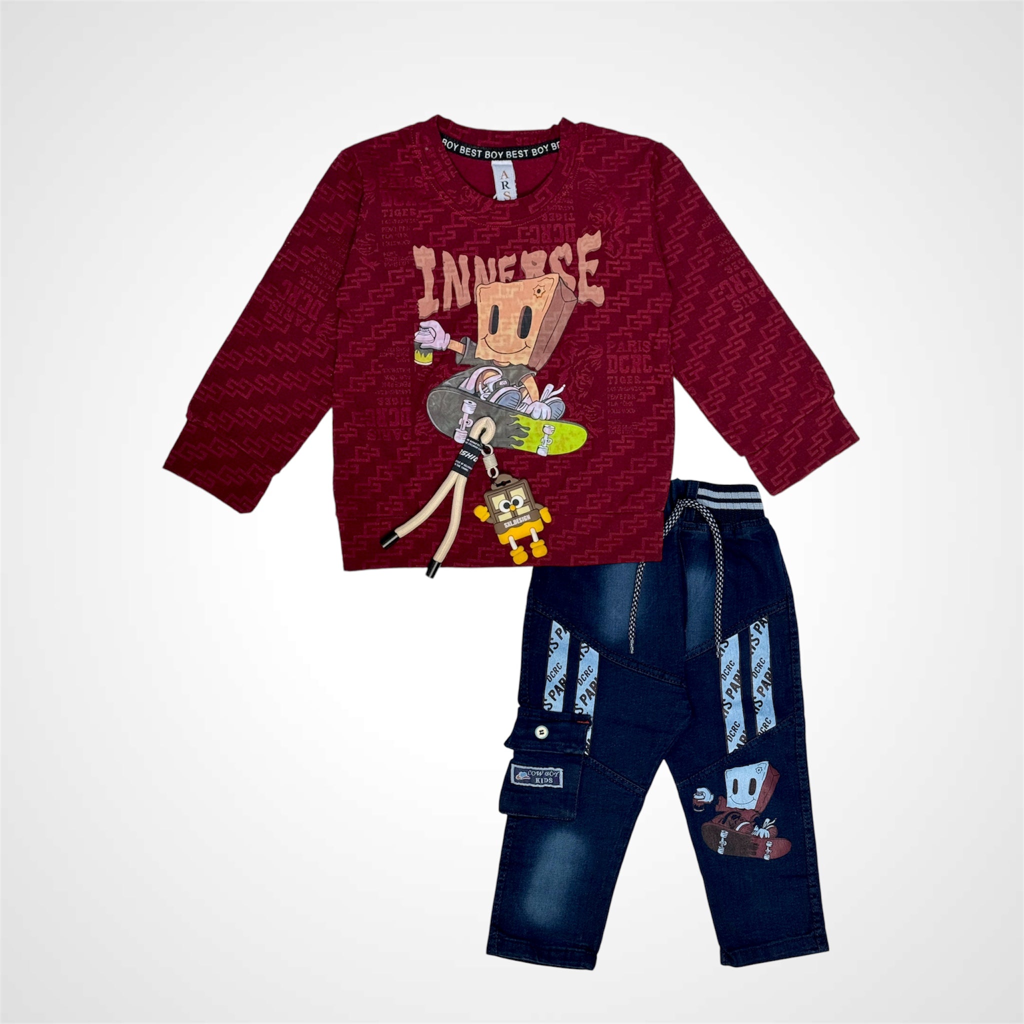 Boys' Graphic Print Sweatshirt and Jeans Set