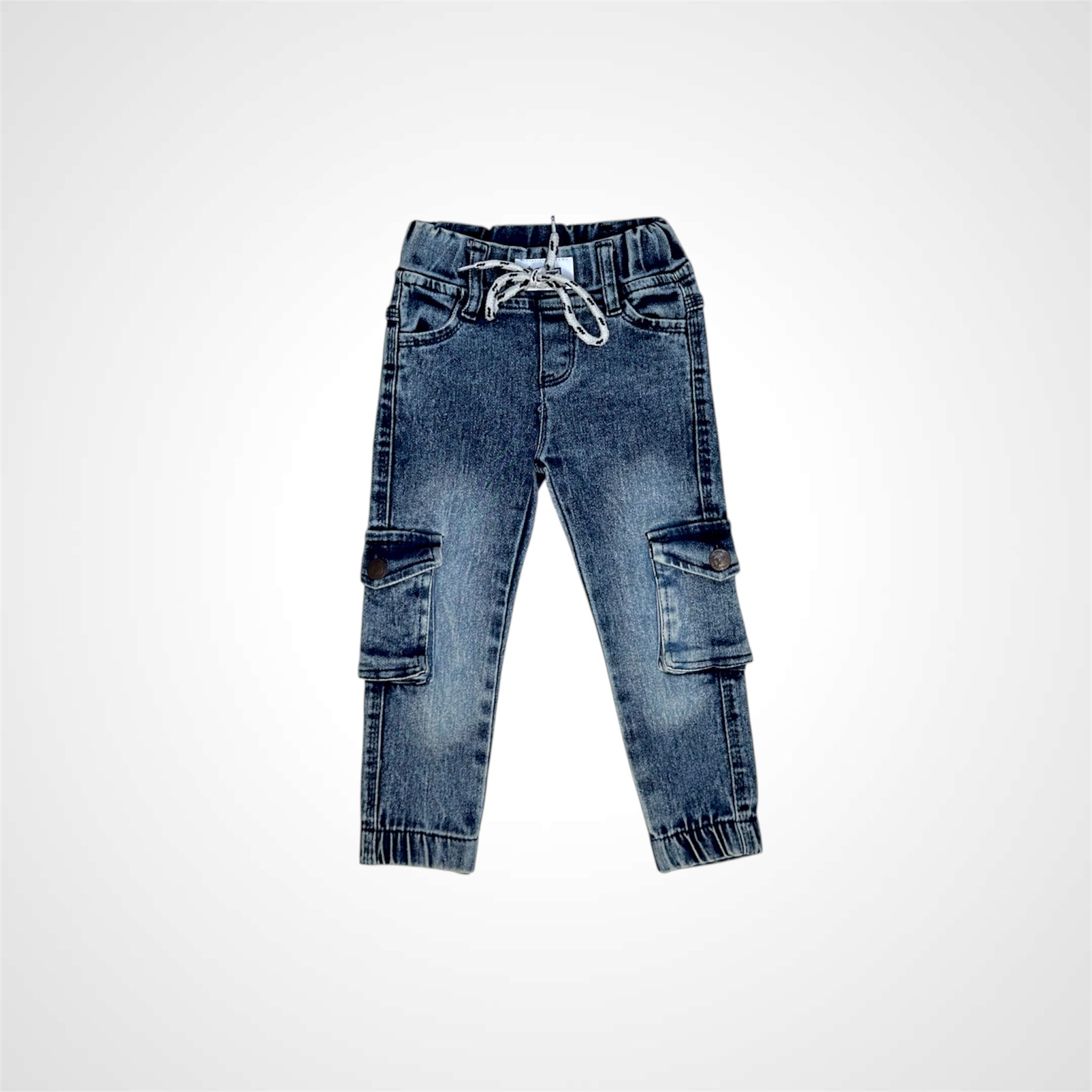Trendy Washed Denim Cargo Pants for Kids