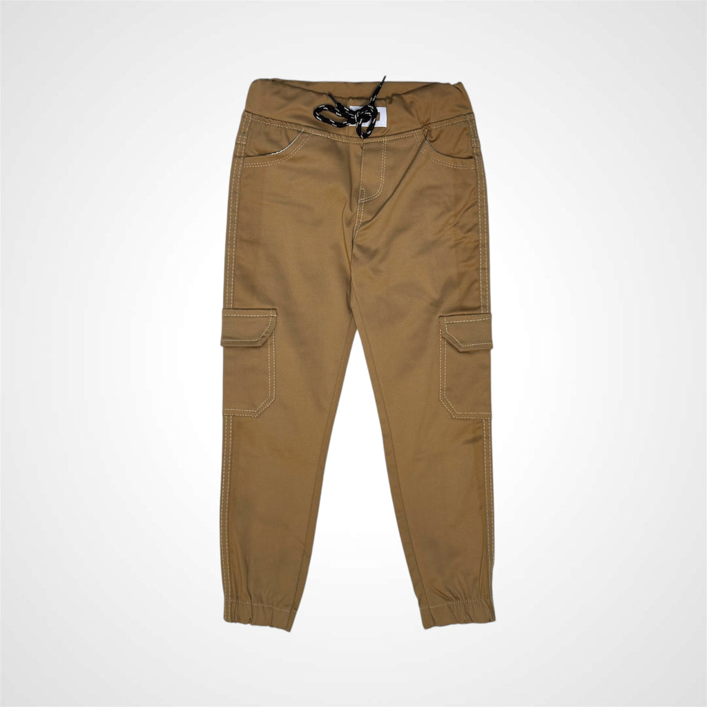 Durable Solid Color Cargo Joggers for Kids