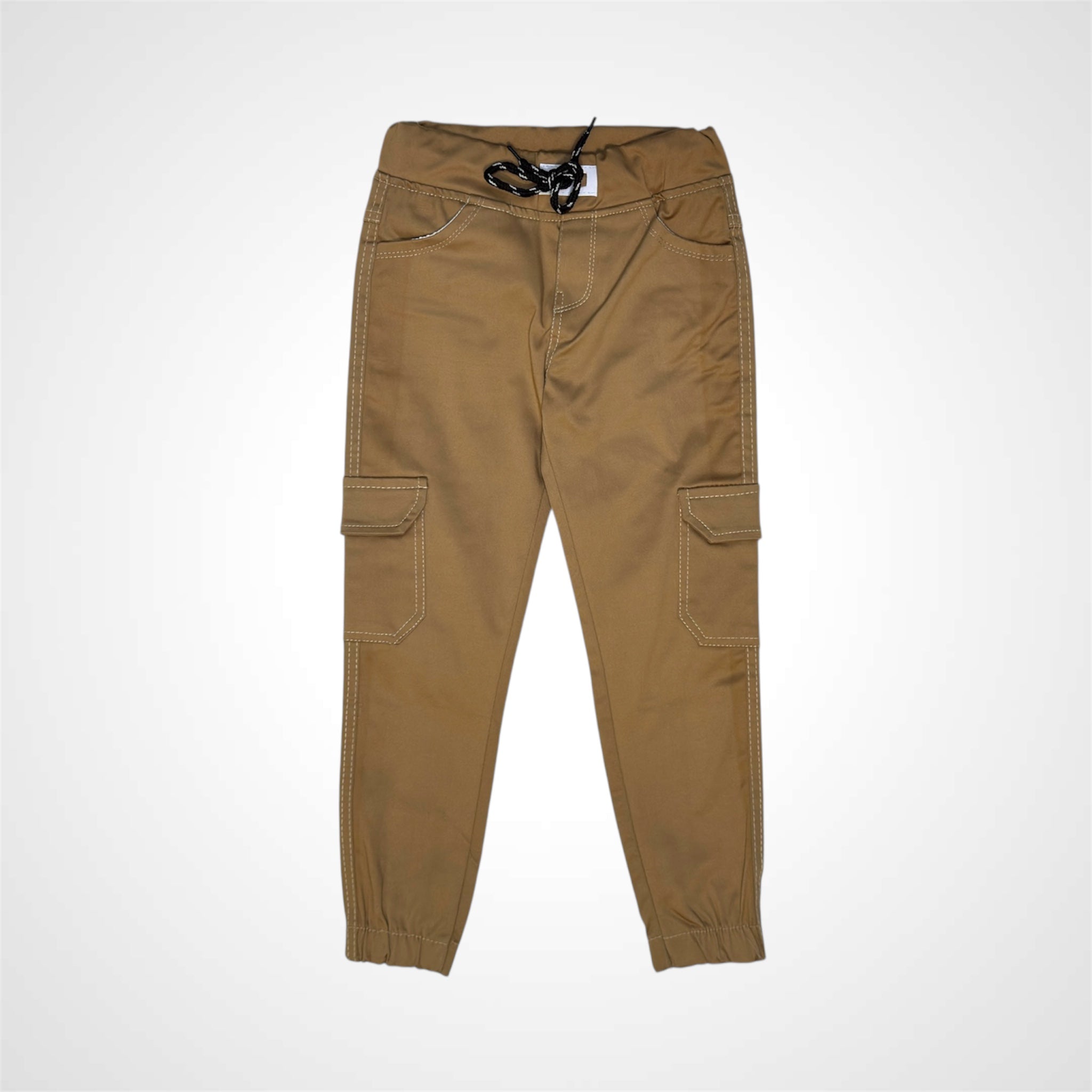 Durable Solid Color Cargo Joggers for Kids