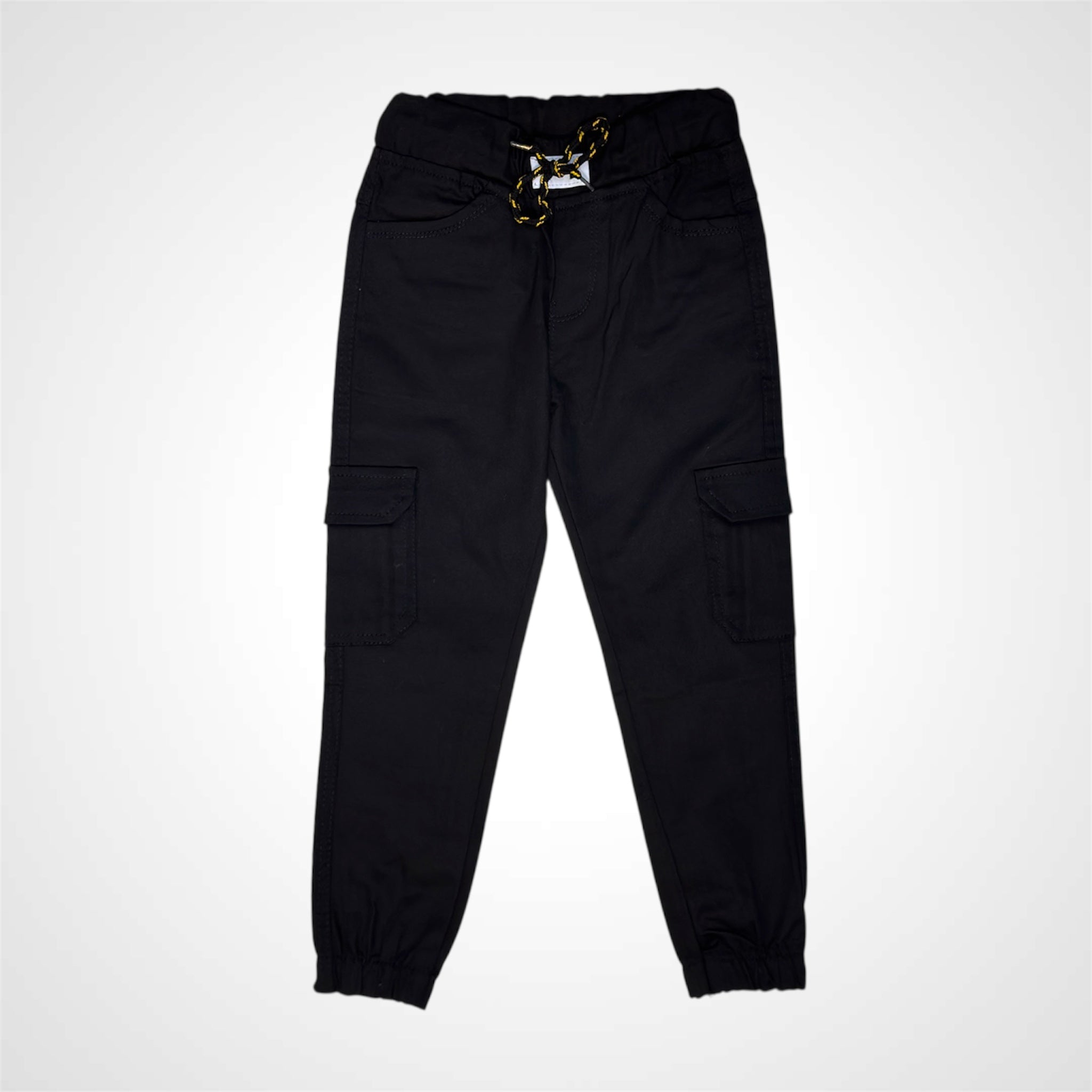 Durable Solid Color Cargo Joggers for Kids