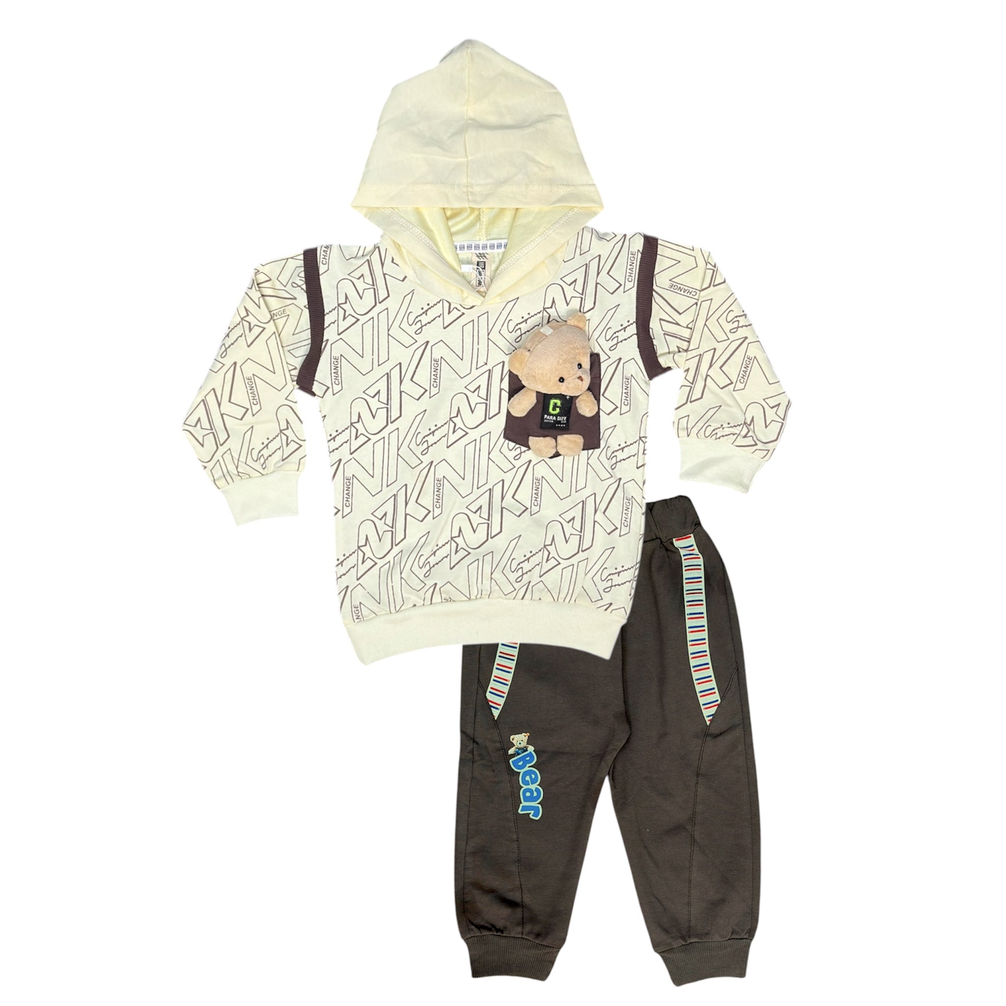 Trendy Kids' Allover Hoodie with 3D Bear & jogger