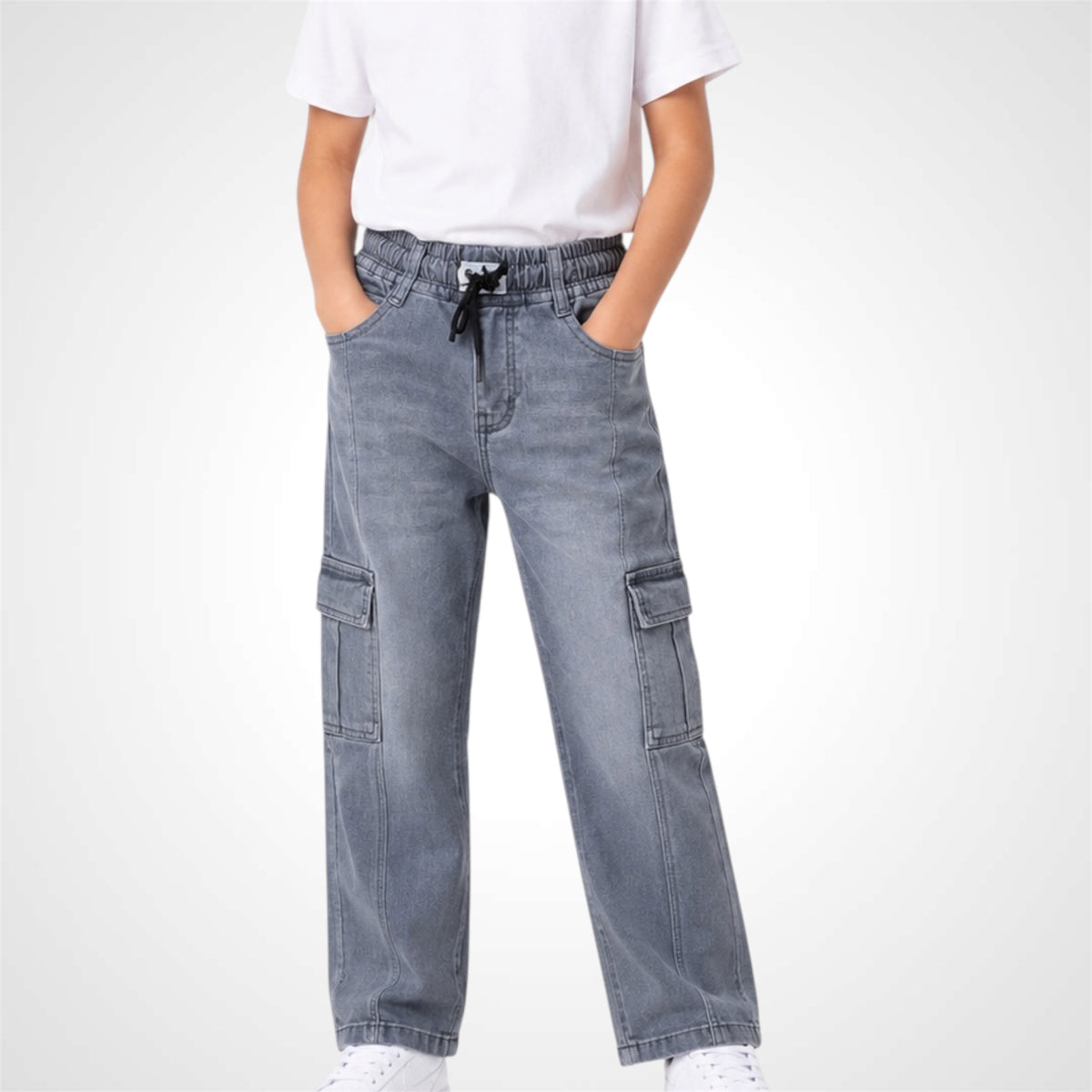 Kids Comfort Fit Cargo Denim Jeans