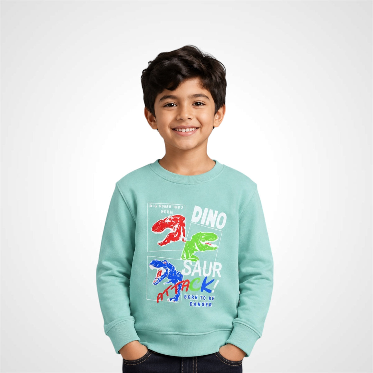 Kids Dinosaur Graphic Print Crewneck Sweatshirt