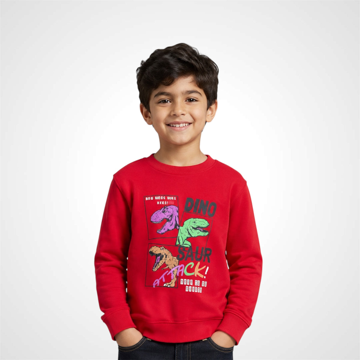 Kids Dinosaur Graphic Print Crewneck Sweatshirt