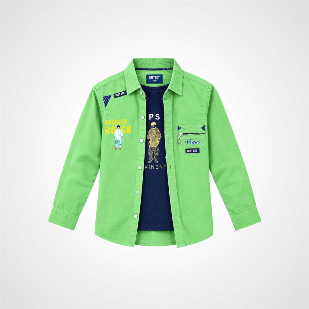 Kids Double-Look Graphic Casual Shirt