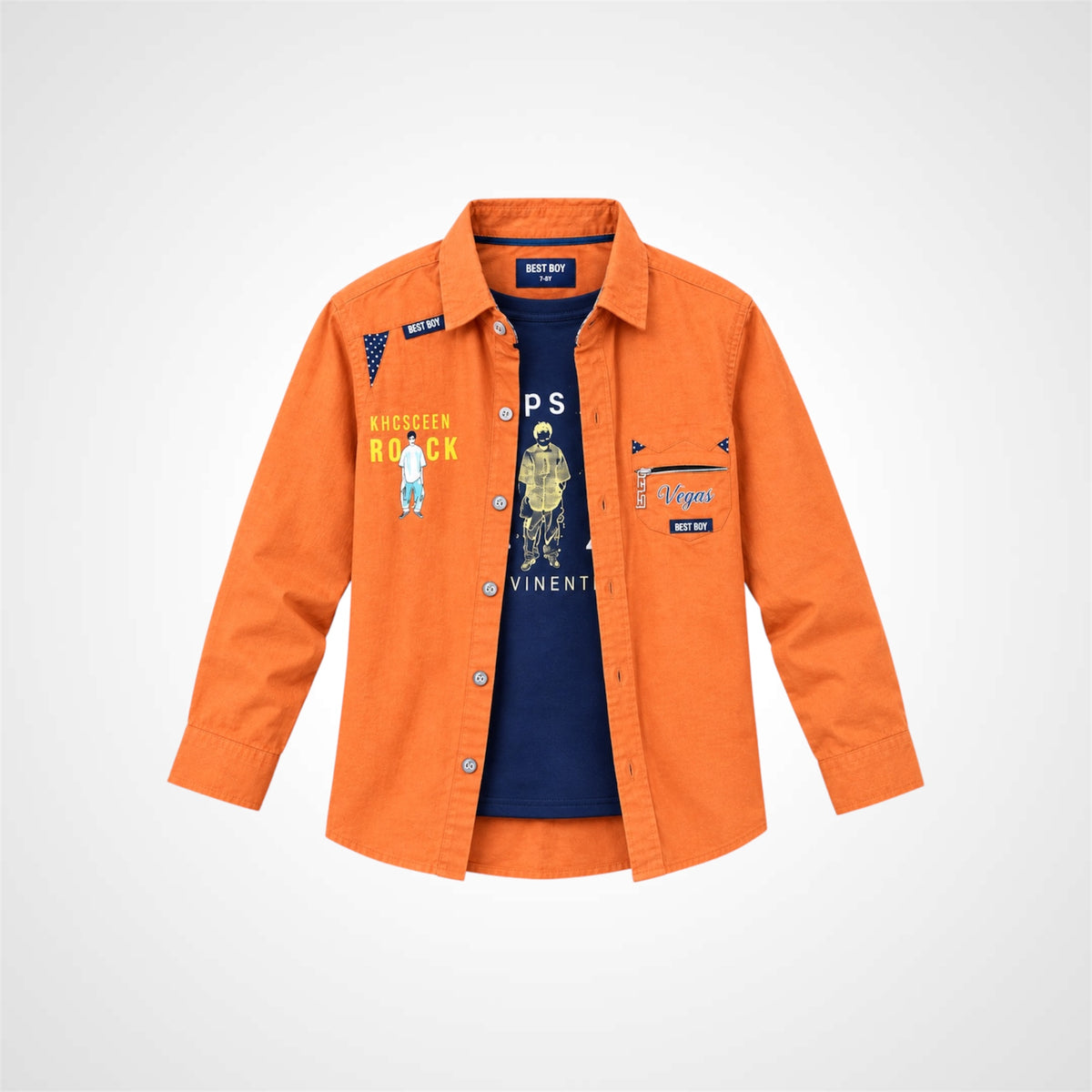 Kids Double-Look Graphic Casual Shirt