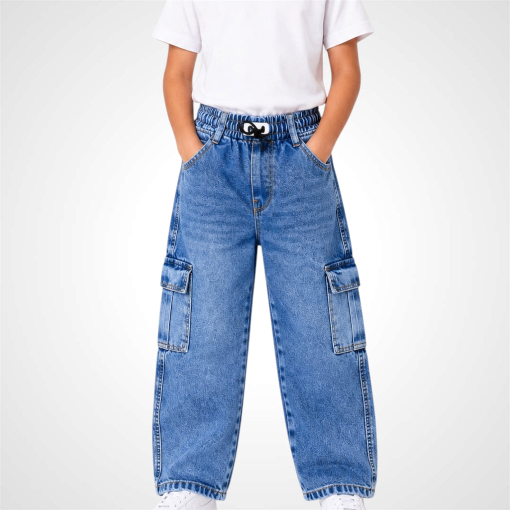 Kids Essential Baggy Fit Cargo Jeans