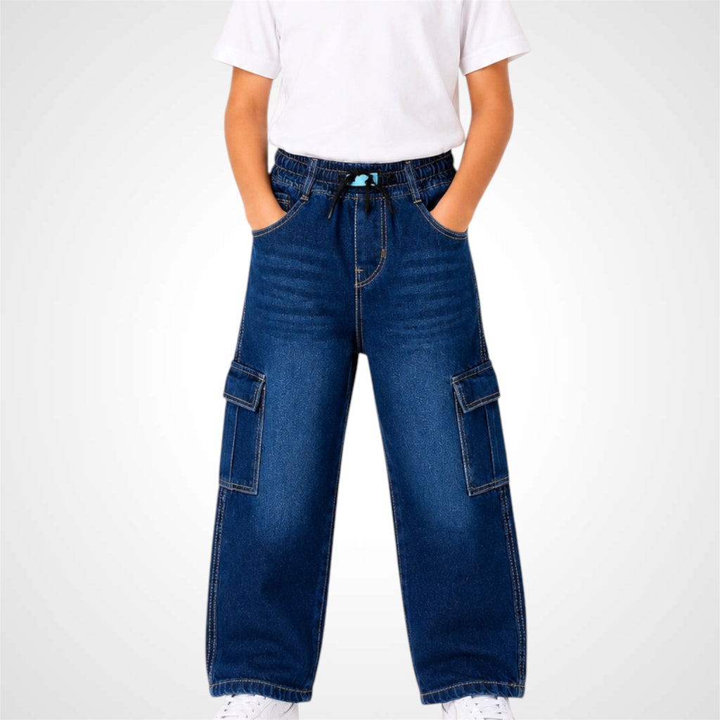 Kids Essential Baggy Fit Cargo Jeans