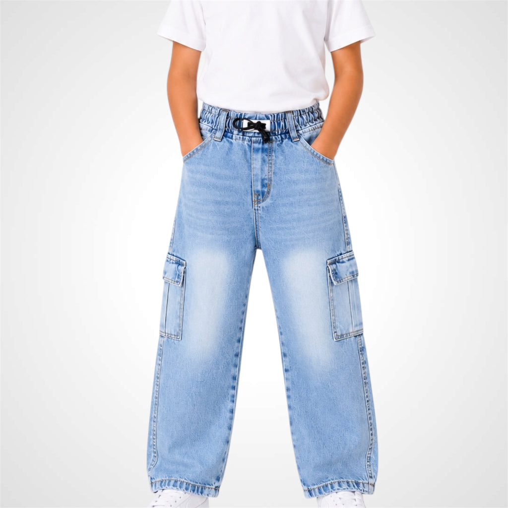 Kids Essential Baggy Fit Cargo Jeans