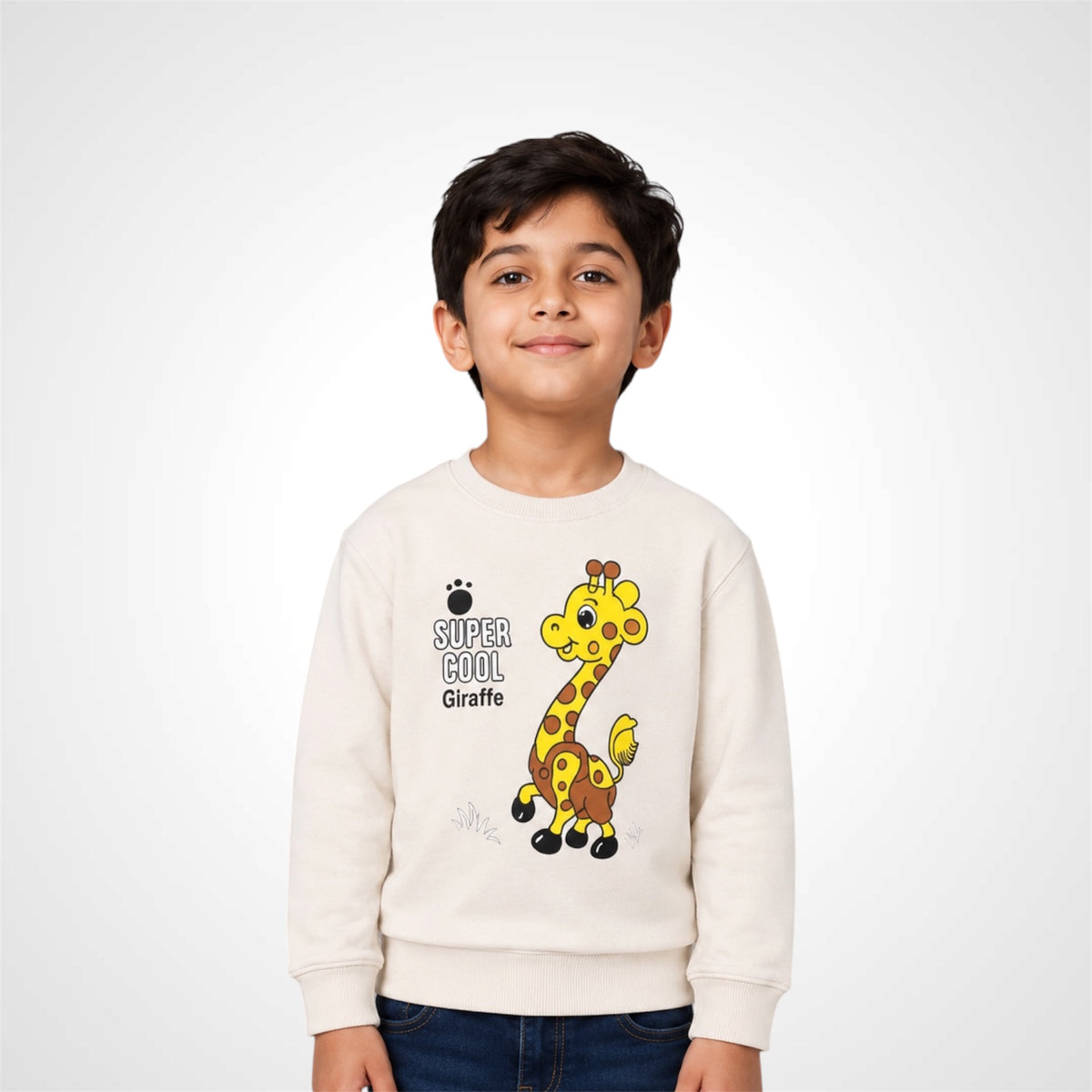 Kids Giraffe Graphic Print Crewneck Sweatshirt